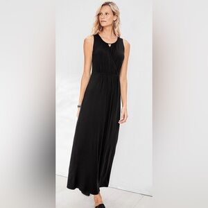 Garnet Hill Crossover Sleeveless Black Maxi Dress Keyhole Neckline Medium NEW